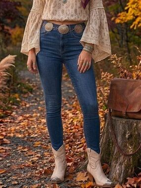 ASOS Women’s High-Rise Skinny Jeans - Dark Blue Size 26 Tall